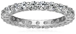 Platinum-Plated Sterling Silver All-Around Band Ring set with Round Swarovski Zirconia (1 cttw), Size 5