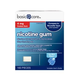 Amazon Basic Care Coated Nicotine Polacrilex Gum, 4 mg (nicotine), Ice Mint Flavor, Stop Smoking Aid, 160 Count