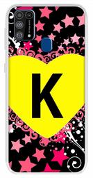 Amazon Brand - Solimo Designer Multicolor Heart Pattern Alphabet-K Printed Soft Back Case Mobile Cover for Samsung Galaxy M31