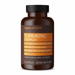 Amazon Elements Turmeric Complex, 400mg Turmeric Curcumin, 140mg Ginger, 10mg Black Pepper, 65 Capsules (2 month supply)