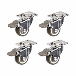 AmazonCommercial Lot de 4 roulettes en TPE avec frein Noir 3,2 cm