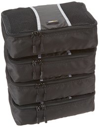 Amazon Basics Small Packing Cubes, Black and Gray - 4-Piece Set