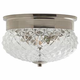 Amazon Brand – Stone & Beam Traditional Textured Glass Flush Mount Ceiling Fixture with Light Bulb - 13 x 13 x 8.25 Inches, Brushed Nickel