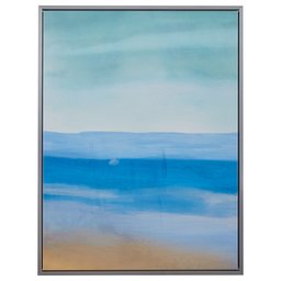 Amazon Brand – Rivet Abstract Green and Blue Sea Breeze Canvas Wall Art in Silver Frame, 31.75