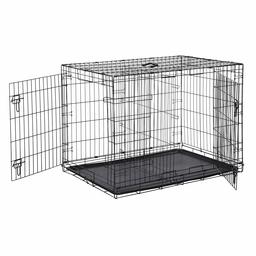 AmazonBasics - Gabbia in metallo pieghevole per cani, Portiera Doppia, 107 cm