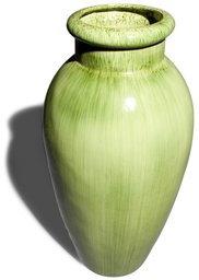 Strathwood Glazed Fiberglass Vase, Olive Green