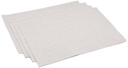 AmazonBasics Pinzon Quilted Placemats with Coordinating Napkins, 4 Placemats and 4 Napkins, Ivory