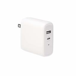 AmazonBasics 68W Two-Port GaN Wall Charger with 1 USB-C Port (50W) and 1 USB-A Port (18W) for Laptops, Tablets and Phones with Power Delivery - White