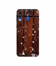 Amazon Brand - Solimo Designer Wood with Snow 3D Printed Hard Back Case Mobile Cover for Samsung Galaxy M21