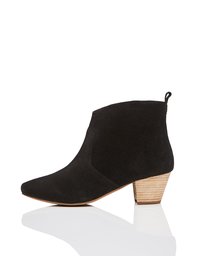 Amazon Brand - find. Leather Western Ankle Boots, Black (Black), US 10.5