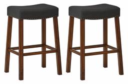 Amazon Brand – Ravenna Home Dawn Nailhead Saddle Bar Stool, 30