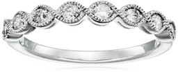 14k White Gold Milgrain Diamond Band (1/4 cttw, IJ Color, I2-I3 Clarity), Size 7