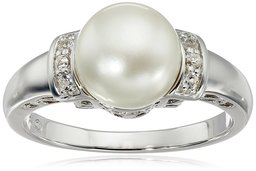 [Find] Amazon Collection Sterling Silver Freshwater Cultured White Pearl White Topaz Ring US Size # # # # 18 (US Size 9 # # # #)