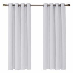 UMI Essentials 2 x Eyelet Curtains, White Grey, 175x140