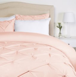 AmazonBasics Pinzon Pinch Pleat Duvet Cover set-155x200cm/50x80cmx2, Blush