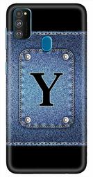 Amazon Brand - Solimo Designer Button Jeans Alphabet-Y 3D Printed Hard Back Case Mobile Cover for Samsung Galaxy M21 / M30s