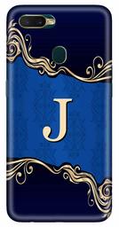 Amazon Brand - Solimo Designer Blue Pattern Alphabet-J 3D Printed Hard Back Case Mobile Cover for Oppo A7