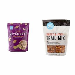 Amazon Brand - Happy Belly Salted Mixed Nuts, 44 Ounce & Happy Belly Sweet & Spicy Trail Mix, 40 Ounce