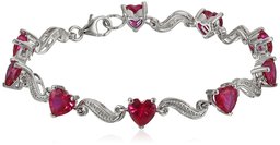 Amazon Collection Bracciale in Argento Sterling Placcato con Pietre preziose e Diamanti, 7,25