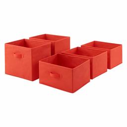 AmazonBasics Fabric 5-Drawer Storage Organizer - Replacement Drawers, Red