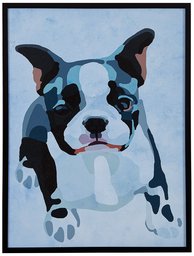 Amazon Brand – Rivet Modern Abstract Puppy Black, White and Pink Print Wall Art in Black Frame, 11.5