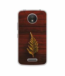 Amazon Brand - Solimo Designer Leaf on Wood UV Printed Soft Back Case Mobile Cover for Motorola Moto C Plus