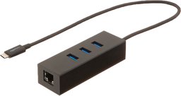 AmazonBasics - Hub USB 3.1 tipo C para 3 portas USB, com adaptador Ethernet, PRETO