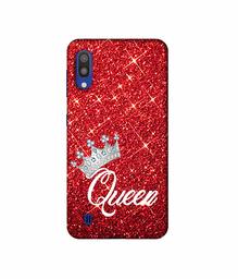 Amazon Brand - Solimo Designer Queen On Red Glitter 3D Printed Hard Back Case Mobile Cover for Samsung Galaxy M10