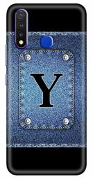 Amazon Brand - Solimo Designer Button Jeans Alphabet-Y 3D Printed Hard Back Case Mobile Cover for Vivo Y19 / Vivo U20