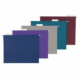 AmazonBasics Recycled Hanging File Folders, Letter Size, Assorted Jewel-Tone Colors, Two-Tone for Foolproof Filing, 1/5-Cut Tabs, 25-Pack