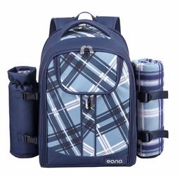 Eono by Amazon - Picnic Backpack Cool Bag with Crockery Set & Blanket, blue