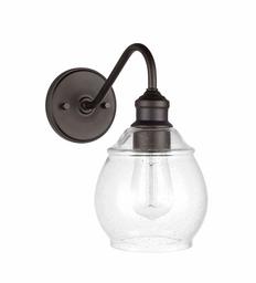 Amazon Brand – Stone & Beam Metal Vanity Light Wall Sconce with Seeded Glass Shade, Vintage Edison Bulb Included, 10.75