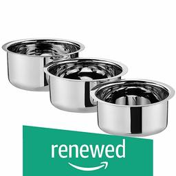 (Renewed) Amazon Brand - Solimo Stainless Steel 3-Piece Tope Set Without Lid