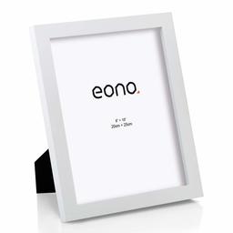 Eono by Amazon - Cornice PortaFoto 20x25 cm in Legno Massello Vetro ad Alta Definizione da Tavolo e Parete Colore Bianco