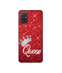 Amazon Brand - Solimo Designer Queen On Red Glitter 3D Printed Hard Back Case Mobile Cover for Samsung Galaxy A51