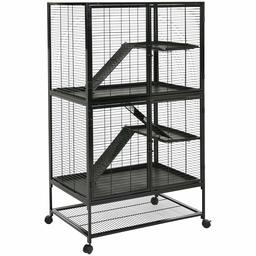 AmazonBasics Small Animal Metal Pet Cage, Two-Story with Wheels