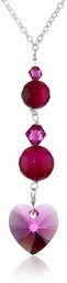 Faceted Fuchsia Agate Bead and Swarovski Elements Crystal Heart and Bicone