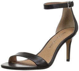 206 Collective Amazon Brand Women's Anamarie Stiletto Heel Dress Sandal-High Heeled, Black Leather, 6 B US