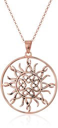 14k Rose Gold Plated Sterling Silver Celtic Love Knot Sun Pendant, 18