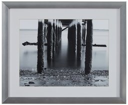 Amazon Brand – Rivet Under The Pier Black and White Photo Wall Art in Silver Frame, 15