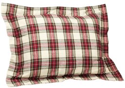 Pinzon Lightweight Cotton Flannel Sham - Standard, Cream/Red Plaid