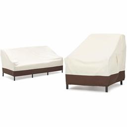 AmazonBasics Lounge Deep-Seat Patio Cover (Set of 2) WITH AmazonBasics 3-Seater Deep Lounge Sofa Patio Cover