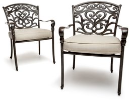 Strathwood St. Thomas Cast Aluminum Dining Arm Chair, Set of 2