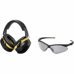 AmazonBasics Safety Earmuff in Black and Yellow & Safety Glasses in Smoke Lens