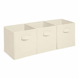 Amazon Brand - Solimo Foldable Storage Cubes, Set of 3, Beige