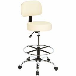 AmazonBasics Multi-Purpose Office Drafting Spa Stool with Adjustable Foot Rest and Wheels - Beige