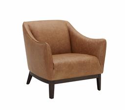 Amazon Brand – Rivet Bayard Contemporary Leather Living Room Chair with Curved Back and Armrests, 35.5