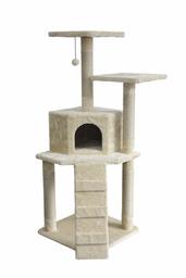 AmazonBasics Cat Tree with Cave - Small, Beige (Renewed)