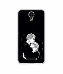 Amazon Brand - Solimo Designer Couples Standing in Rain UV Printed Soft Back Case Mobile Cover for Comio C2