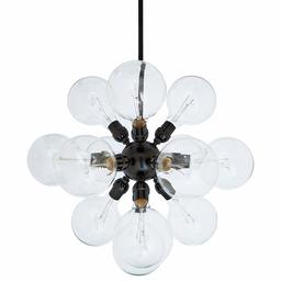 Amazon Brand – Rivet Modern Satellite 15 Globe Ceiling Pendant Chandelier Fixture With Light Bulbs - 9.75 x 9.75 x 44.75 Inches, Black